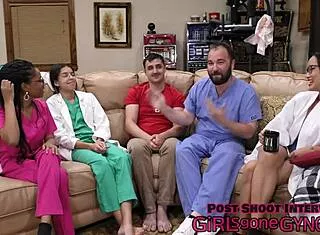 aria nicole's shaved pussy catheterized in latex gloves