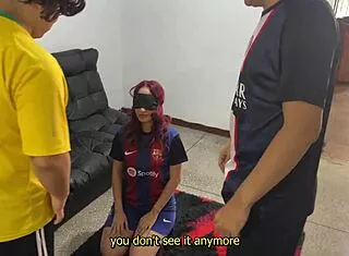 Blindfolded Girlfriend Cheats Doggystyle With Monster Cock For Debt