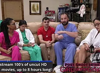 aria nicole's shaved pussy catheterized in latex gloves