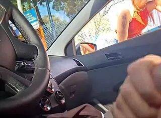 guy risks public car jerkoff near students outdoors