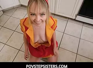 Lilly Bell Sucks Stepbro Alex Jetts Cock Swallows Kitchen Cum
