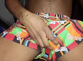 i'm stroking my huge homemade african bbc until massive cumshot