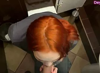 stranger's risky restaurant restroom fuck with big tits redhead wife