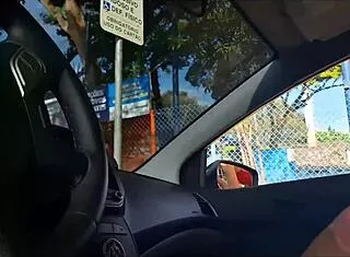 guy risks public car jerkoff near students outdoors