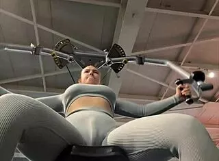 blonde teen orgasms hard masturbating her big natural tits ass in public gym webcam