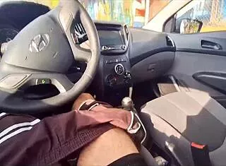 guy risks public car jerkoff near students outdoors