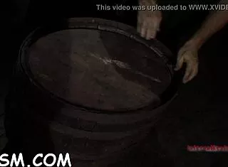 seductive beauty in metallic helmet surrenders shaved pussy to rough bdsm drilling contest