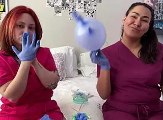 nurses check out all the hospital gear together