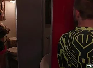 t-girl gracie jane takes trans brittney kade and guys bareback double anal