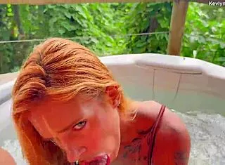 hot redhead sucking riding cock in jacuzzi romulo