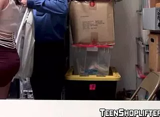 Naughty Young 18+ Shoplifter Ass Punished Hard by Guard