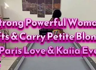 strong woman lifts carries petite 18+ blonde paris love kaiia eve workout