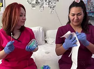 nurses check out all the hospital gear together
