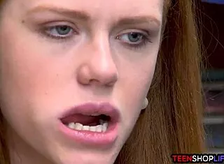 ella hughes ozzie redhead teen caught stealing sucks monster cock