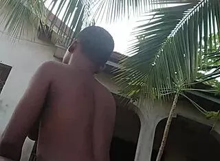 Crazy Bitch Rips Clothes Teasing Stepdad Outdoor Mansion