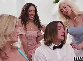 Innocent Bible Guy Faces Reverse Gangbang In Milf House!