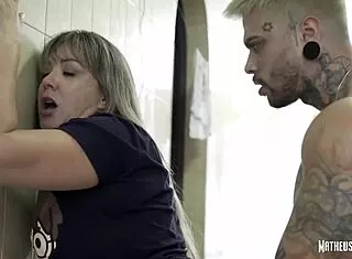 Hey check my busty Brazilian milf sis-in-law getting fucked hard in laundry while hubby showers