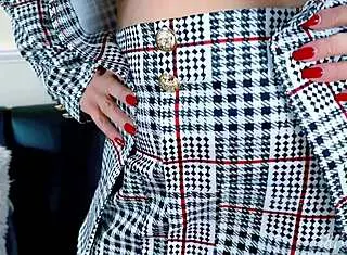 check out sexy blonde milf lucy stripping her red lingerie suit!