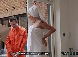 horny milf neighbour fucks robber deep and sucks cock!