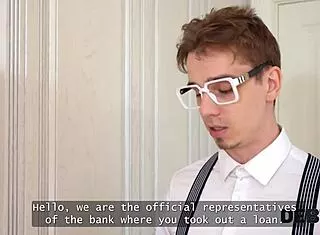 i pay debt with my tight russian pussy and asshole double penetrated on sofa