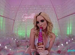 hot blonde teen's tiny shaved pussy stretched by huge cock pov