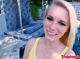 Pretty Teen Tugs Cock Outdoors Teasingly