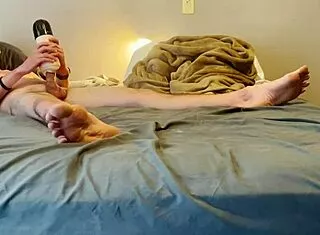 first time stroking big cock with vibrating blowjob machine toy