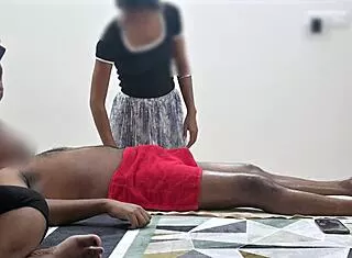 happy ending massage with customer lady watching