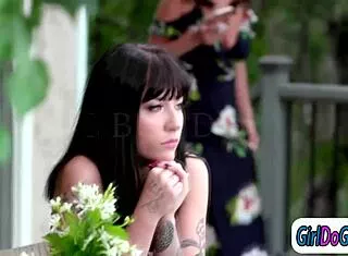 two tattooed latinas lick hairy pussies ass on blind date fingering kissing