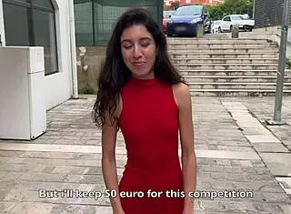 Cute Brunette Wins Street Game with Deepthroat, Rough Doggystyle Creampie