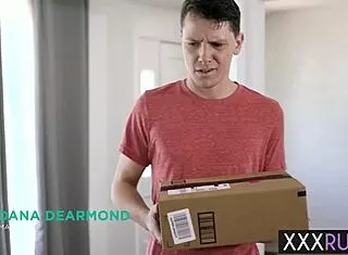pervy delivery dude massages milf's big tits n boobs