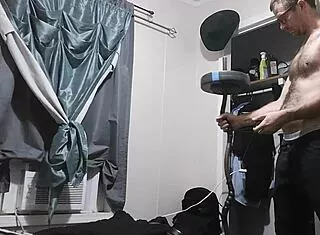 hunghank69 pumps huge monster cock closeup in homemade jerk off workout update spilling cum everywhere