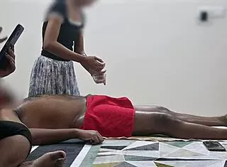 happy ending massage with customer lady watching