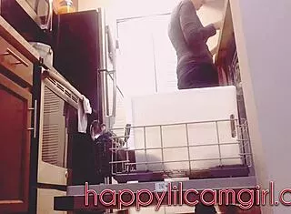 giantess ignores you completely while cleaning kitchen in domination webcam!