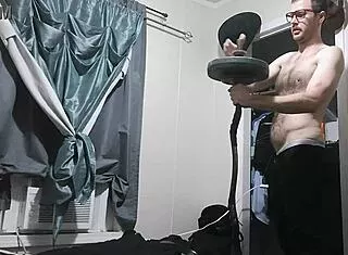 hunghank69 pumps huge monster cock closeup in homemade jerk off workout update spilling cum everywhere