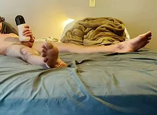 first time stroking big cock with vibrating blowjob machine toy