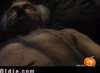 grandpa enjoys halloween night doggystyle with brunette teen stockings