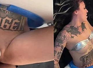 Have you seen tatted college babe millie millz slobber on teddy tarantino's monster cock at glory hole?