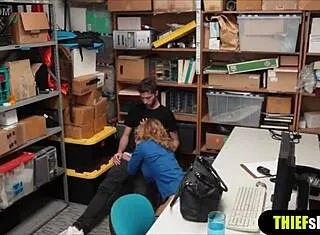 Policewoman bends over fucks screaming burglar doggystyle at office