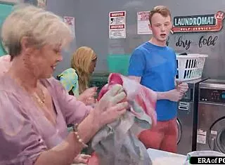 Raw passion as guy bangs busty ebony and Latina MILFs hard in laundry room