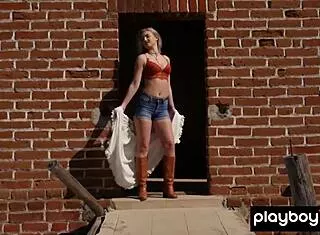 Sophia Rose Strips Outdoor Exposing Pierced Nipples Petite Pussy
