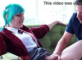 Naughty goth college slut edged teased in pantyhose uniform