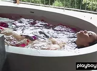 petite asian kit rysha strips poses small tits rose bath