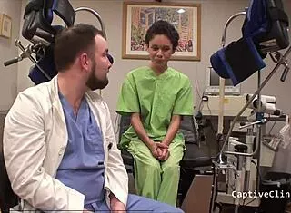 Blindfolded brunette latina spreads shaved pussy missionary backstage moan