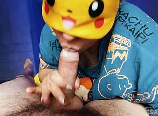 pikachu teases handjob then sucks xsanyany's hard cock