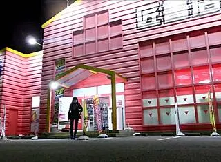 Asian crossdresser upskirt miniskirt fishnets heels in sex shop