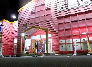 Asian crossdresser upskirt miniskirt fishnets heels in sex shop