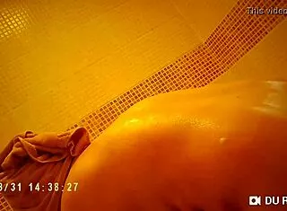 spy cam catches shower with full nude tits view