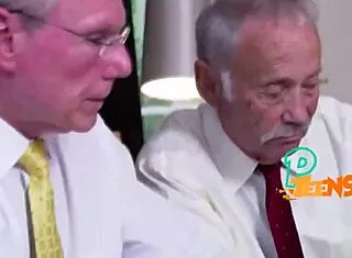 kinky grandpa can't stop bangin this lovely shaved teen babe