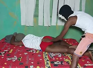 horny ebony neighbor spies my wet pussy on bed